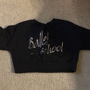 Black Ballet School Cropped Sweatshirt,White/ BlackPhoto Sweatshirt,Gold/ White